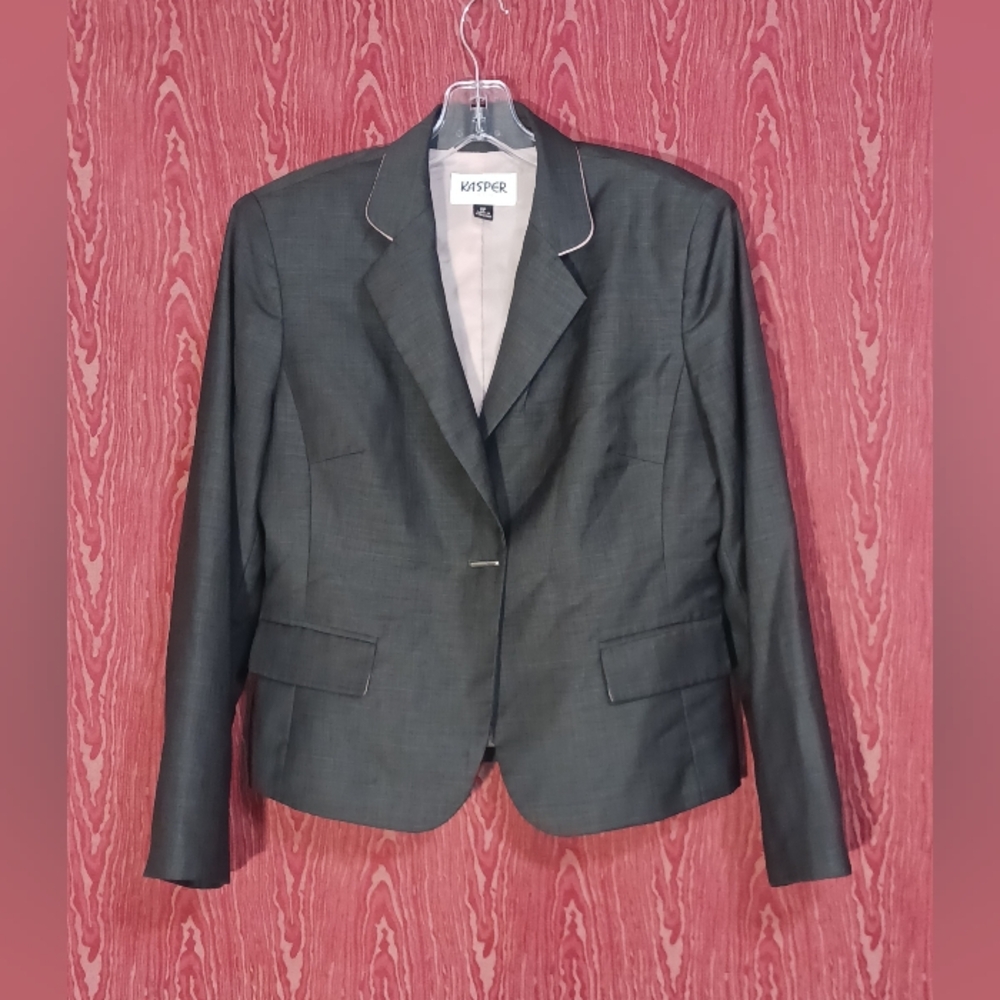 Kasper 2 Piece Gray Collared Button Long Sleeve S… - image 3